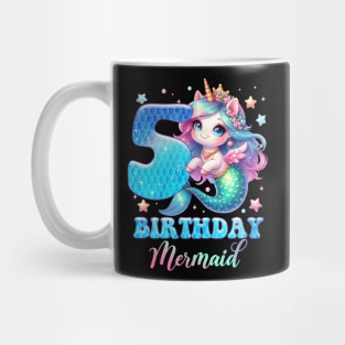 Unicorn Mermaid 5th Birthday 5 Year Old Party Girls B-day Gift For Girls Kids Mug